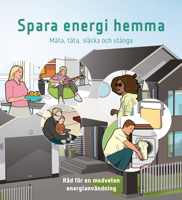Dekorativ bil, visar första sidan på broschyren som länkas- Oliak energiförbrukande sysslor i hemmet.